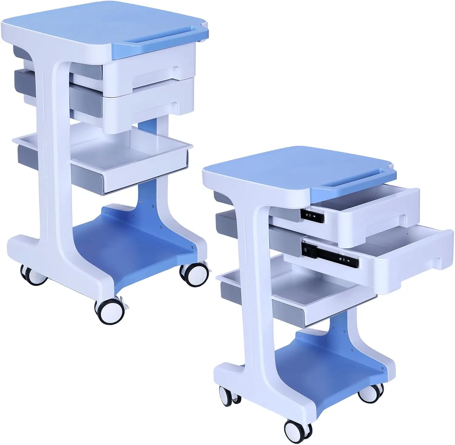 Medical Lab Ultrasound - 3-laags medische rolwagen met 2 laden,